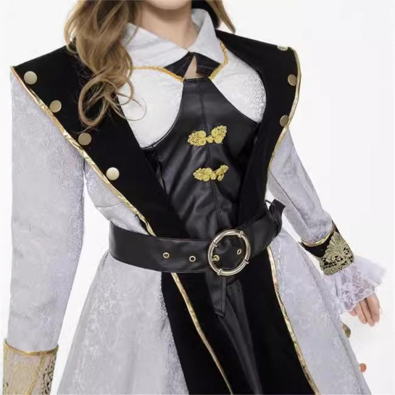 Gothic Queen Costume Women Halloween Outfit Caribbean Pirate Dress Demon Fancy Cosplay
