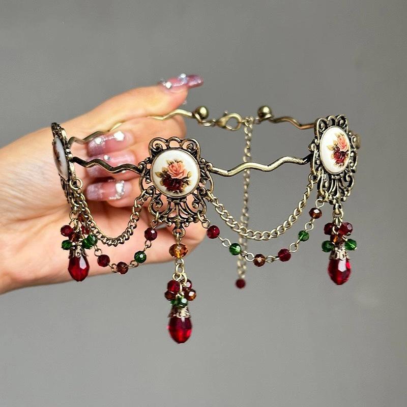 Vintage Gothic Choker Rose Tassels Necklace For Women Girls  Elegant Versatile Necklace Jewelry Accessories Birthday Gift