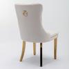 A&A Furniture, Nikki Kollektion Gepolsterter Massivholz Samt Esszimmerstuhl mit Vergoldeten Beinen, Nagelkopfverzierungen, 2er-Set, Beige und Gold, DE1601BG