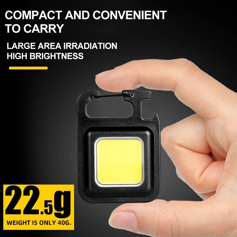 Super Bright MINI COB Keychain Flashlight Charging Lamp Camping Lights with Magnet 4 Lighting Modes for Camping Home