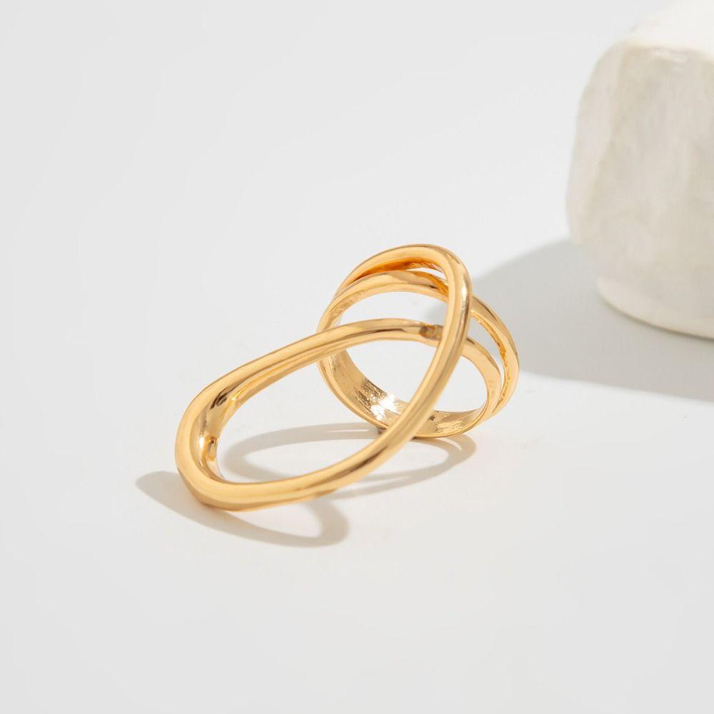 Geometry Hollow Out Ring Exaggerate Simple Finger Ring Solid Color Metal Rings  Women