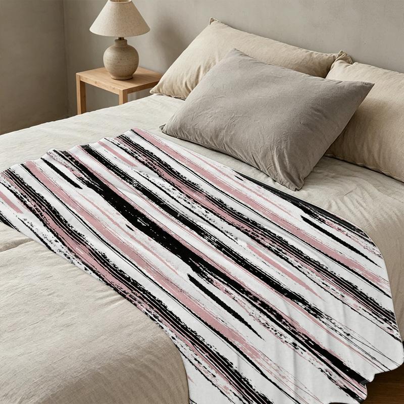 Cozy Soft Flannel Striped Blanket Breathable Lightweight for Home & Office, All Seasons | Halloween & Christmas Use
