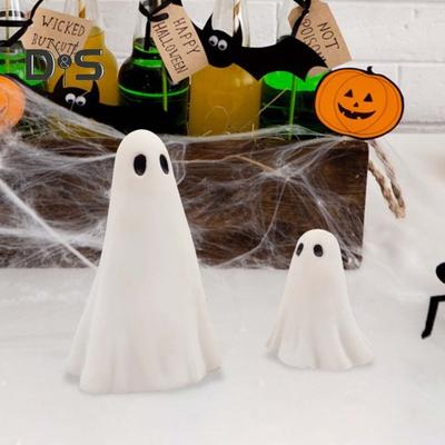 2 Stück Halloween-Geisterfigur, Geister-Skulptur aus Kunstharz, süße weiße Geister-Statue, Tischdekoration für Zuhause, Mini-Geister-Ornament für Küche, Regal, Kamin