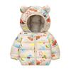 1-8 Years Kids Girls Winter Warm Hooded Coat Printed Zipper Jacket