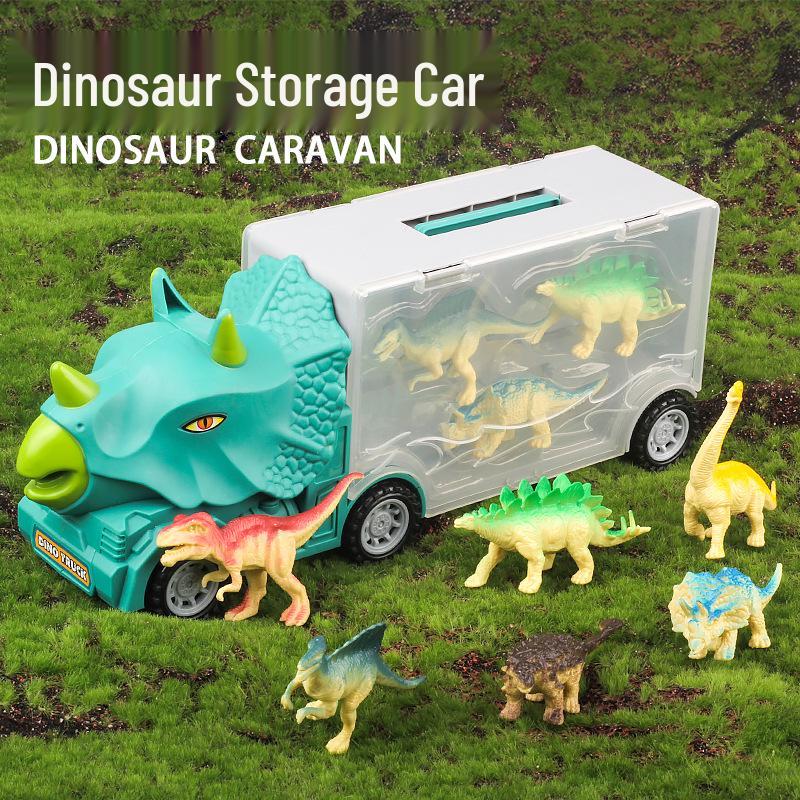 Dinosaur Truck Toy Storage & Transport Set with Alloy Car for Kids