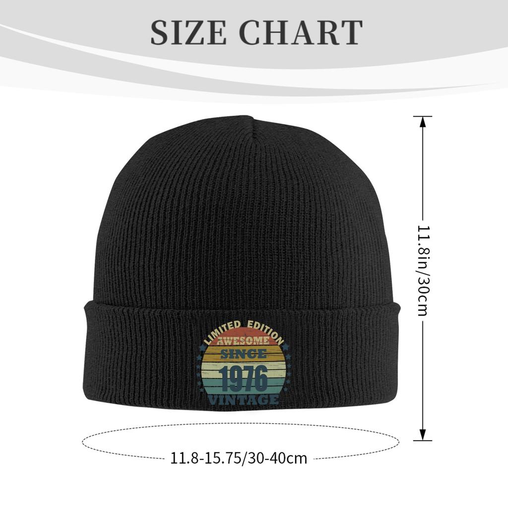Born in 1976 vintage funny 50th birthday Knit Hat Beanies Winter Hats Warm Unisex Hip Hop Cap Men Women Gift