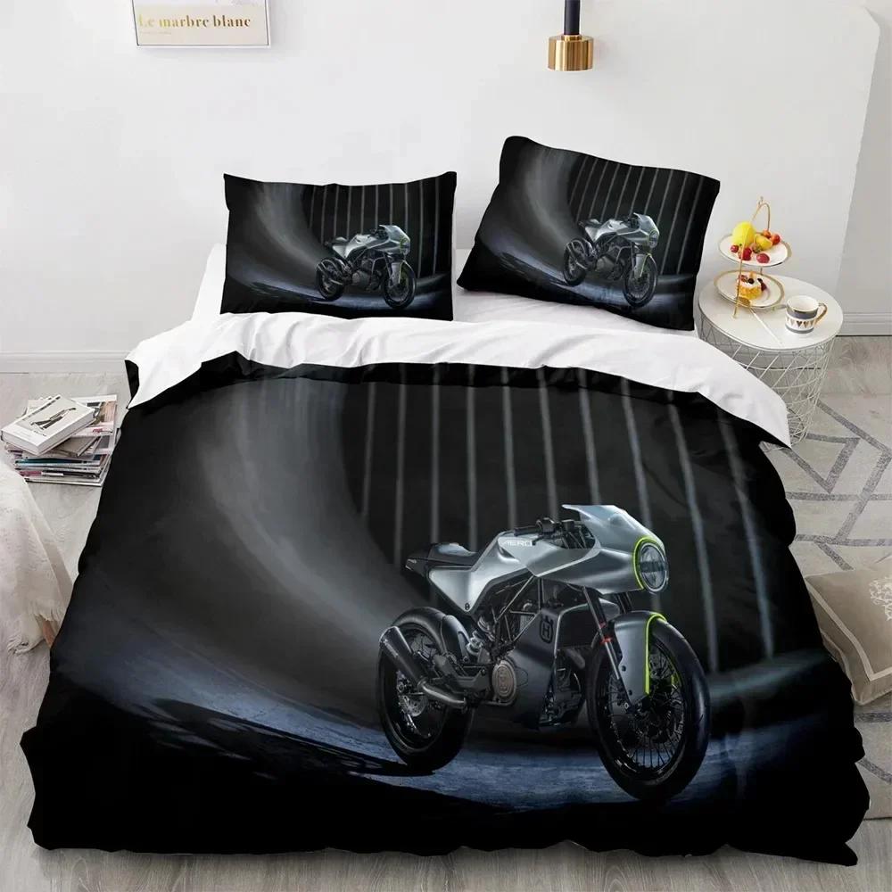 Top 3D Print Motorcycle Bedding Set Boys Girls Twin Queen King Size Duvet Cover Pillowcase Bed For boys Adult Home Textileextile