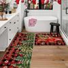 2pcs  Winter Christmas Red Truck Rug Home Decoration, Kitchen And Laundry Room Floor Mat Set, Durable And Water-Absorbent