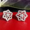 CAOSHI Aesthetic Stud Earrings for Women Brilliant CZ Delicate Design Flower Accessories Chic Wedding Zircon Graceful Gift
