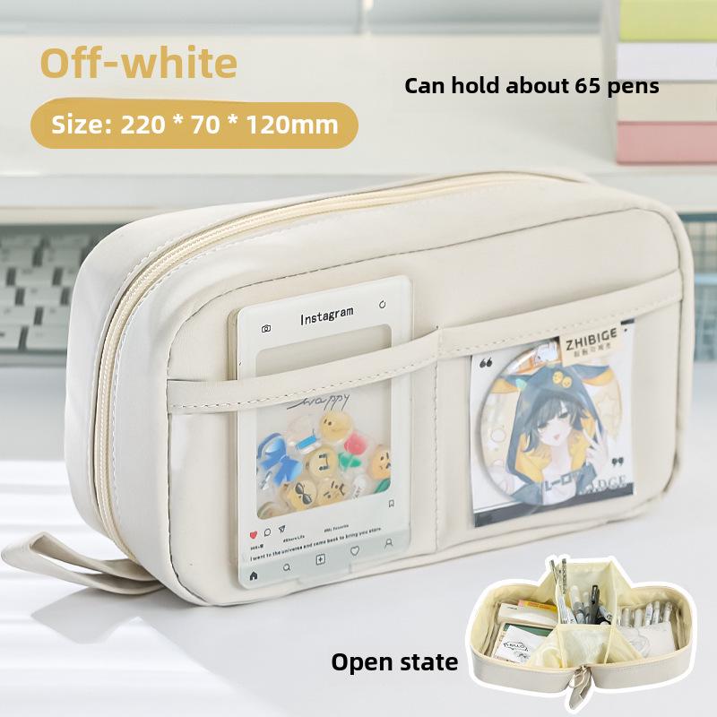 "2024 Volcano Transparent & Dirt-Resistant Pencil Case for Female Students - Large Capacity, High-Value Stationery Box"