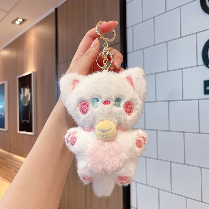 New Cute Cat Plush Doll Cartoon Keychain Plush Toy Little Cat Doll Bag Pendant Doll Keychain Cloth Doll Toy