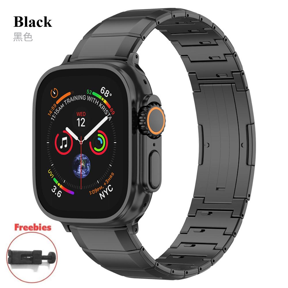 

Титановый ремешок для Apple Watch Series 10 46 мм 9 8 7 45 мм 41 мм 42 мм Роскошный металлический ремешок для iWatch Ultra 2 49 мм 6 5 4 SE 44 мм 38 мм 40 мм 38mm 40mm 41mm чёрный