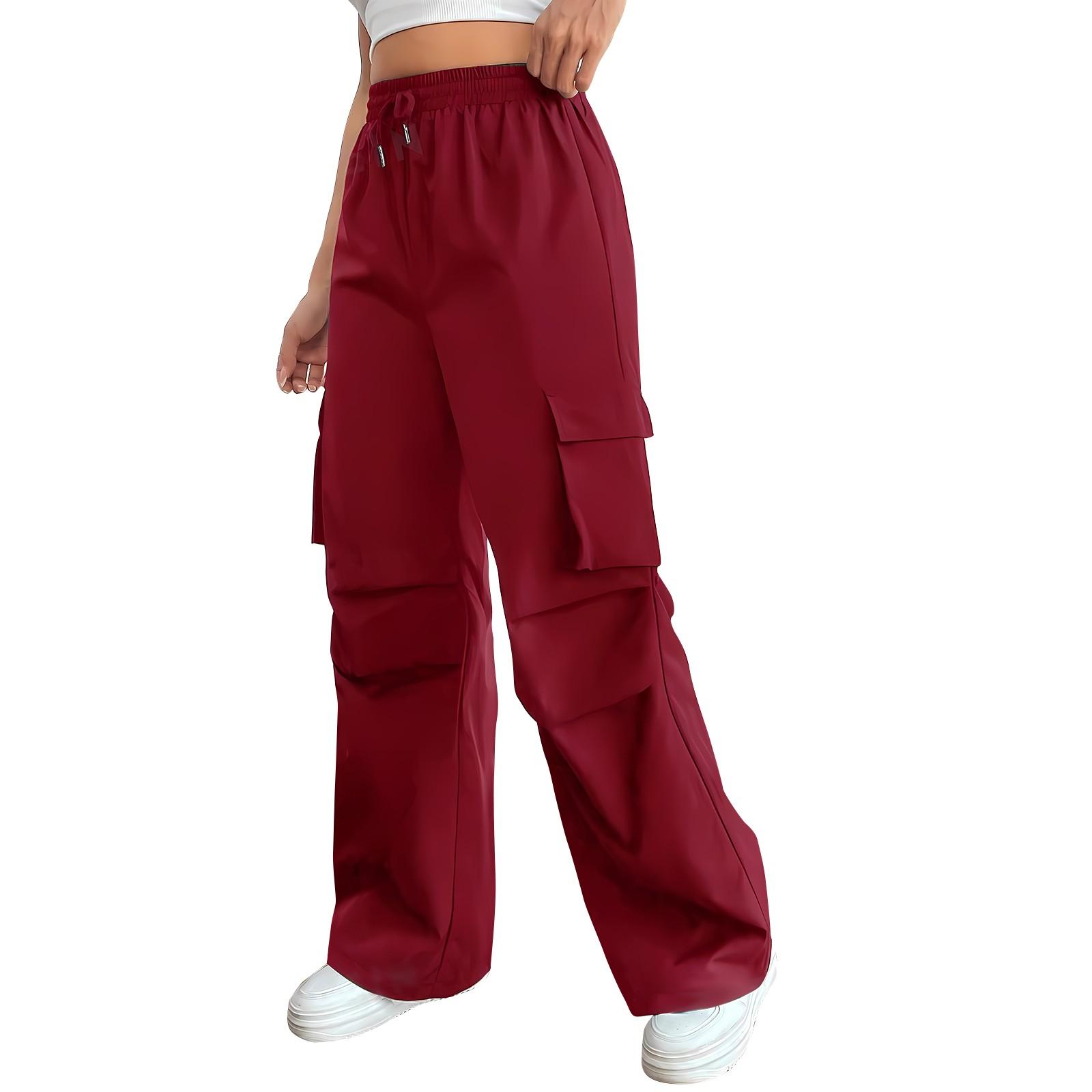 

Женские эластичные брюки с высокой талией, повседневные активные брюки с широкими штанинами и длинными брюками, брюки с карманами S