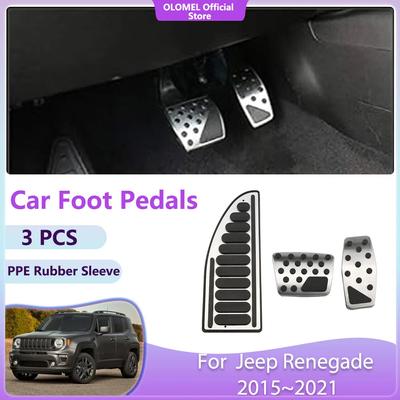 Kryt pedálov do auta pre Jeep Renegade 2015 2016 2017 2018 2019 2020 2024, nerezová podložka, plyn, brzda, protišmykové, bez vŕtania
