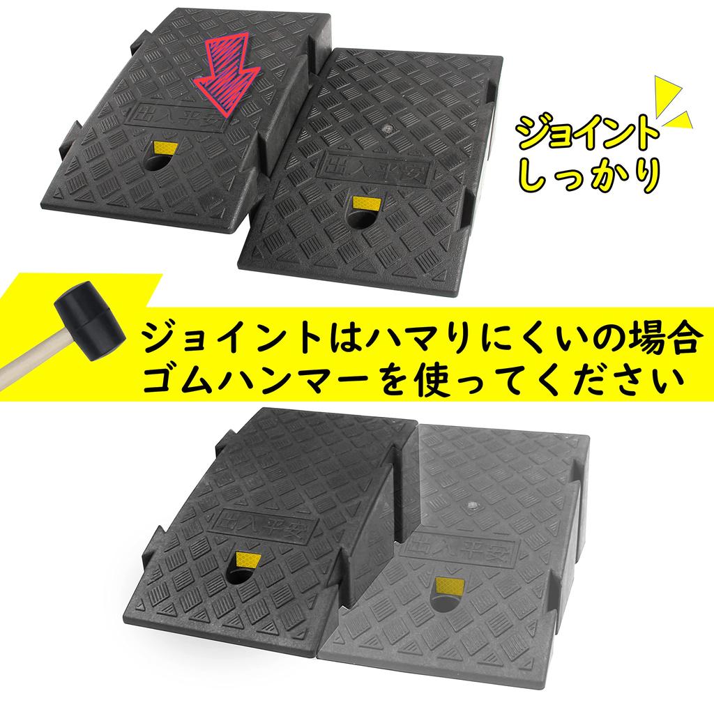 GUNSEED Step Ramp, 15-22cm Height, Solid Plastic Step Plate, Horizontally Connectable, Parking Lot, Car, Bicycle, Motorcycle Ramp (Height: 19cm)