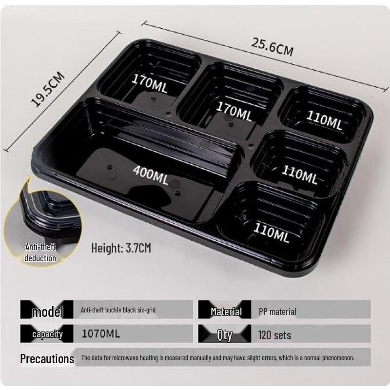Custom Multi-Compartment Disposable Food Containers - 4, 5, or More Compartments - Takeaway Bento Fast Food Boxes, Rectangular Lunch Boxes