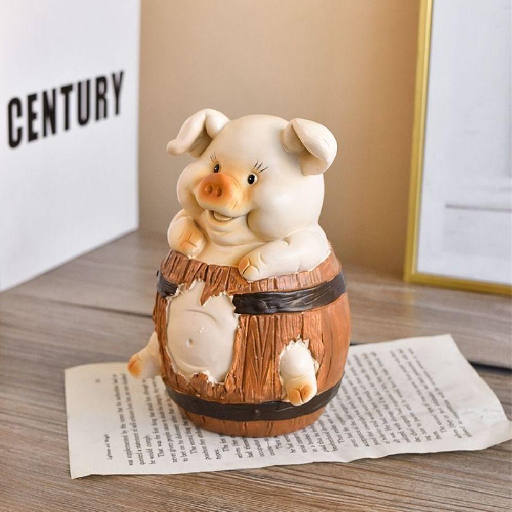 Durable Animal Saving Box Cute ResinPig Ornament Unique Pig Piggy Bank  Children Toy