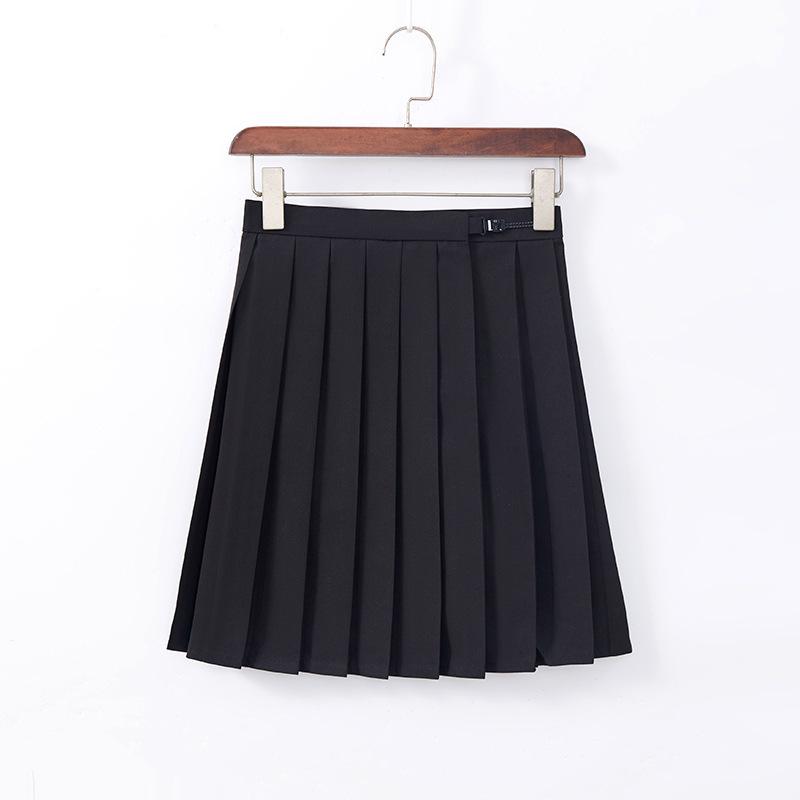 Black Collar White Sailor JK Uniform Set with Pleated Skirt