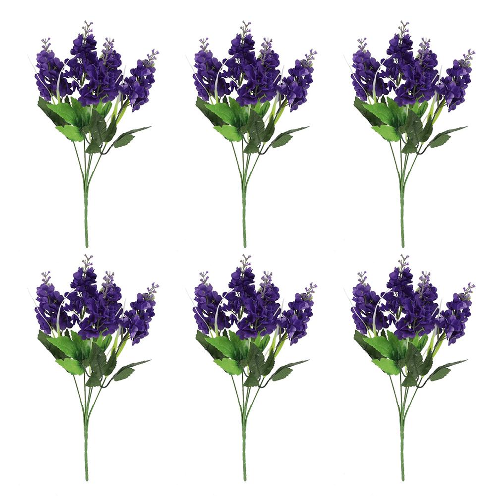6pcs Artificial Lavender Hyacinth Flower 5 Heads 33cm Artificial Flower Bouquet For Office Party Weddings Home Garden Decoration темно-фиолетового