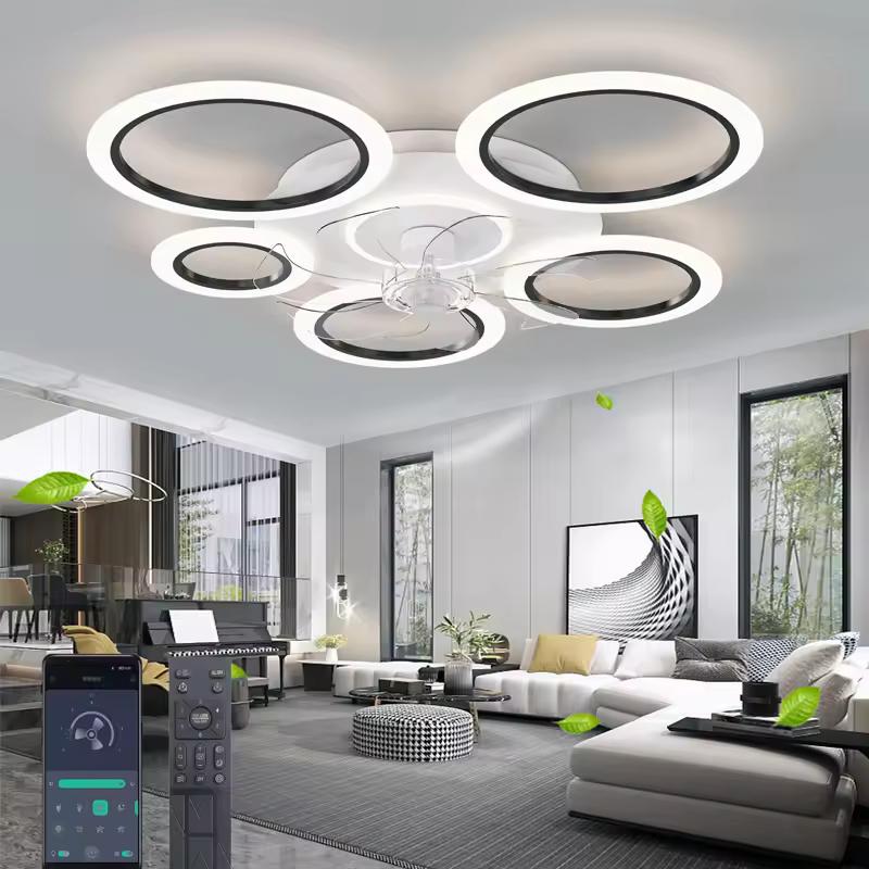 LED Noiseless Dimming ceiling lights with Remote control lighting large fan,lustre living room Dining home appliance Decoration