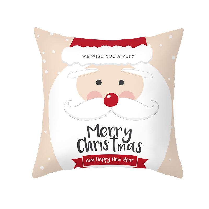 Christmas Pillow Case Wish Cartoon Print Peach Skin Christmas Pillow Home Sofa Cushion