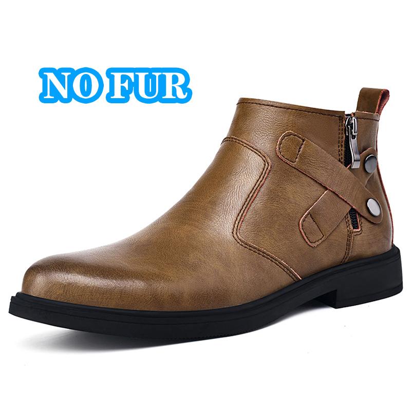 Pantofi sport bărbați de iarnă din piele naturală, cizme retro de afaceri, cizme casual calde din blană de pluș, cizme de înaltă calitate pentru bărbați, pantofi de top