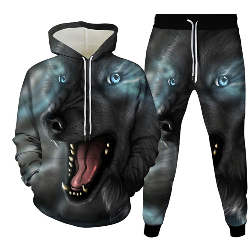 Animal Wolf 3d Print Men's Tracksuit Sets Casual Hoodie and Pants 2pcs Sets Oversized Sweatshirt Fashion Streetwear Men Clothing