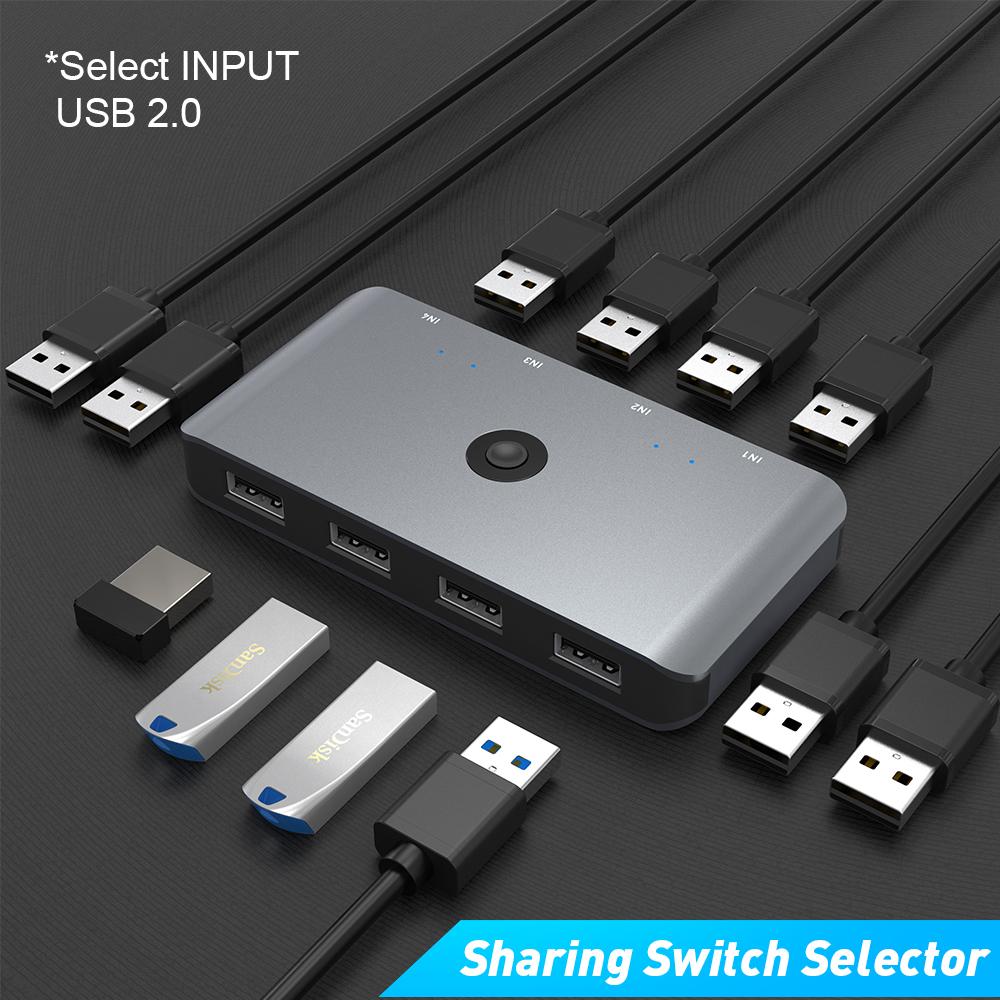 4 Port Usb Switch Selector Kvm Switch for Mouse Keyboard Printing Share Computer KVM Switches