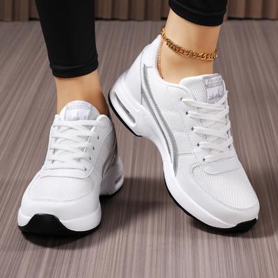 Novos sapatos esportivos casuais de sola macia e malha com almofada de ar elevada e sola grossa para mulheres