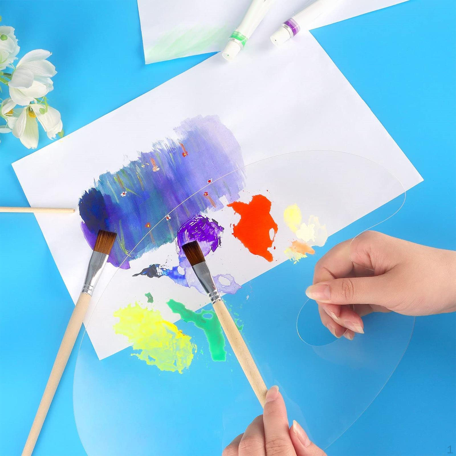 2 Pieces Clear Acrylic Paint Plate Painting Pallet Protector Film Artist Nonstick Board Transparent