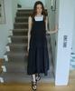 Opeundoeoseutyudio Pintuck Pleated Long Dress Black