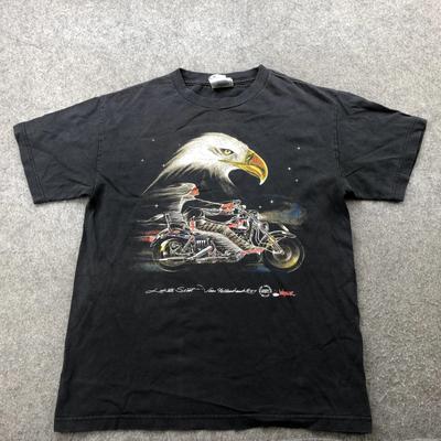 Maglietta Moto Vintage Uomo Taglia Media Aquila Lakota Scott Jim Yellowhawk T-shirt Anni '90