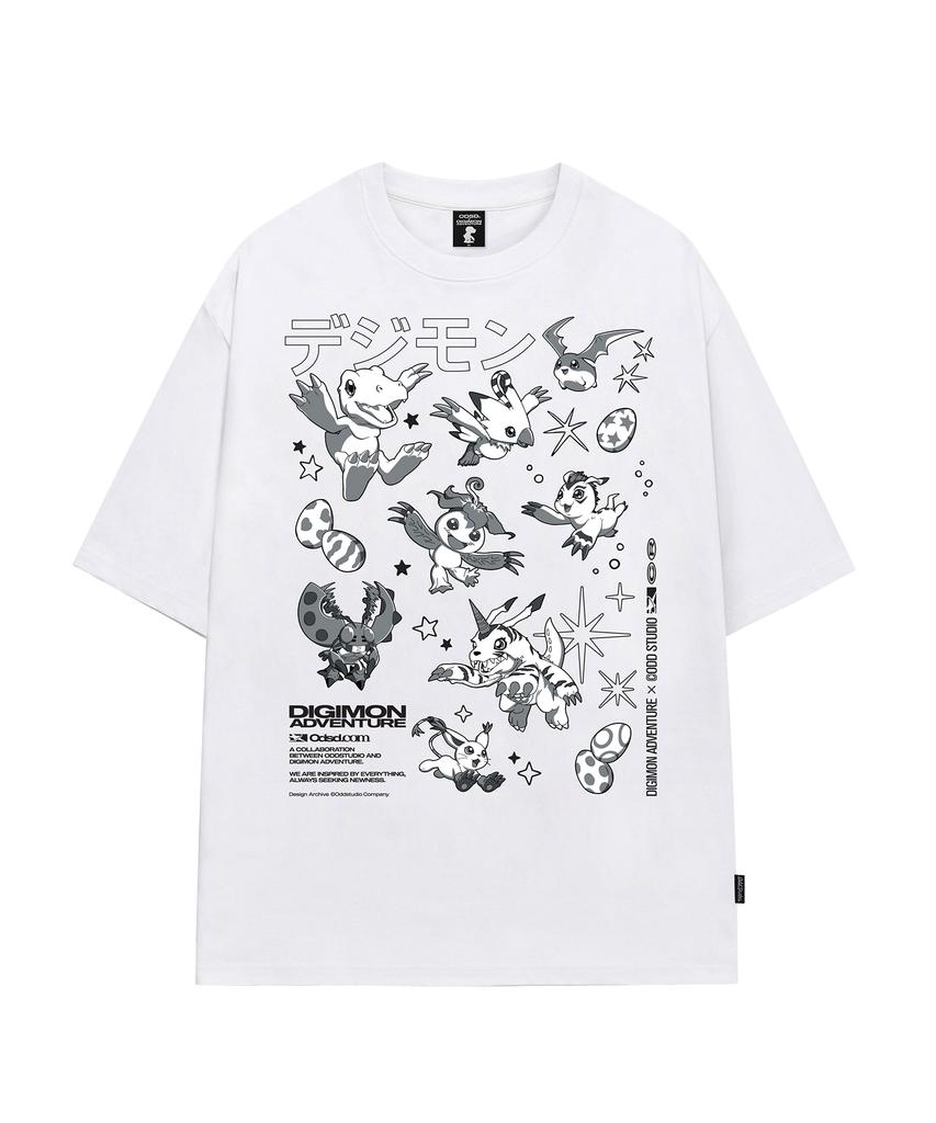 ODDSTUDIO [Digimon Adventure] Camiseta Holgada Etapa Novato Digimon - 4 Colores