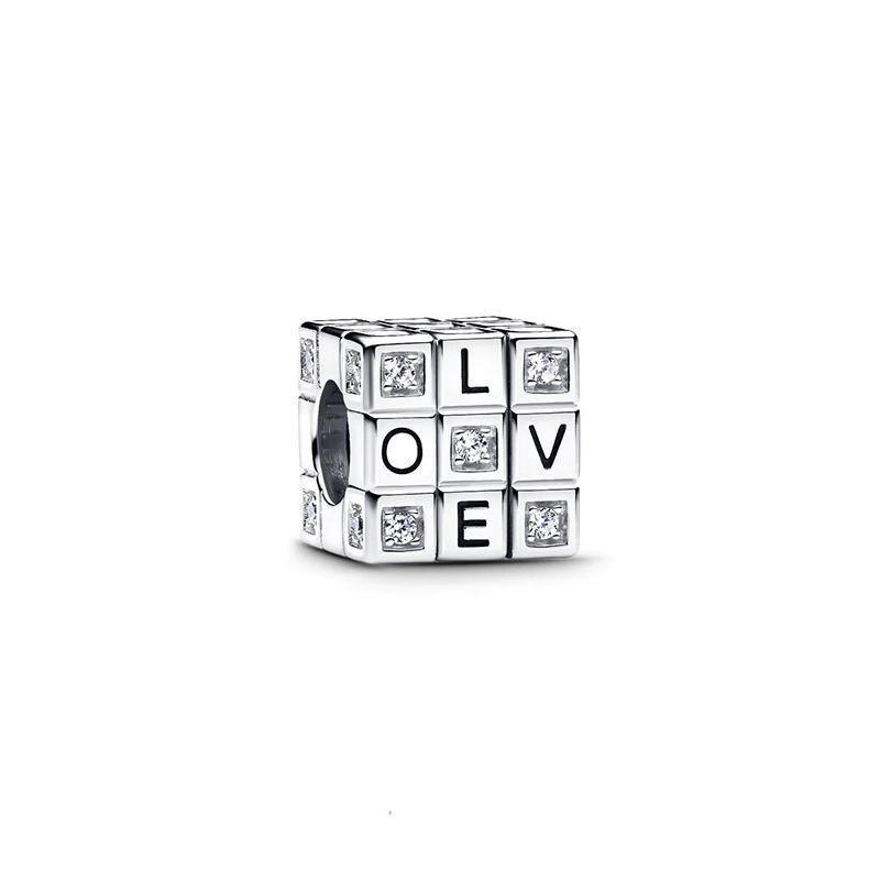 Sparkling Original Charms Fit Original 925Silver Bracelets Paw Print Stones&Enamel Clip Moveable Toy Cube Beads DIY Jewelry Gift