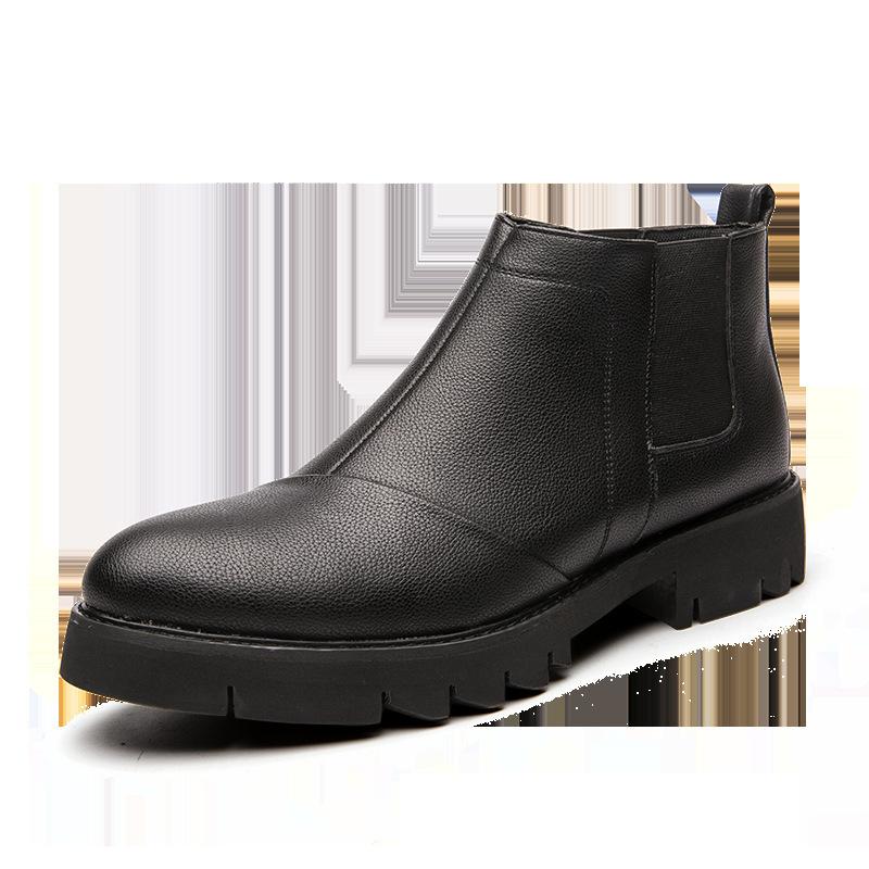 

Autumn Martin boots men s short boots casual high-top leather shoes Korean version of British leather shoes 38 чёрный