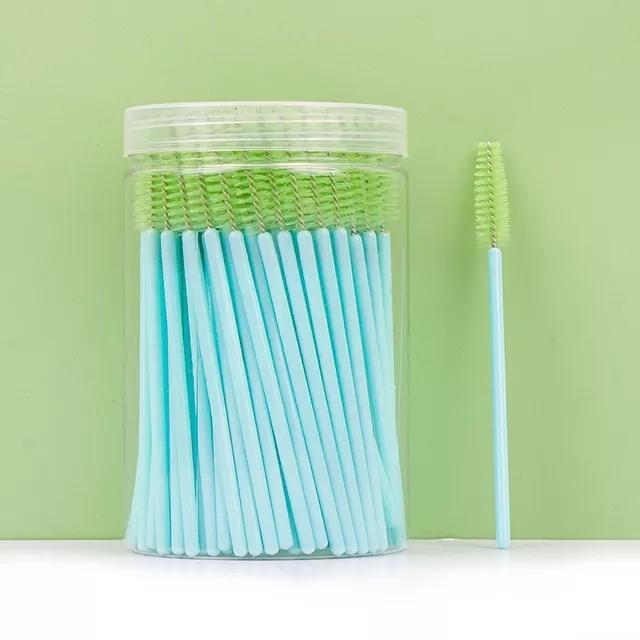 100pcs/Bottle Glitter Rhinestone Diamond Extension Cleaning Brush Lash Disposable Mascara Wand Extension Silicone Eyelash Brush