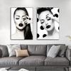 Modern Beauty Fashion Girl Makeup and Hair Posters and Prints Black White Picture Nail Salon Wall Art Canvas Painting Wall Decor