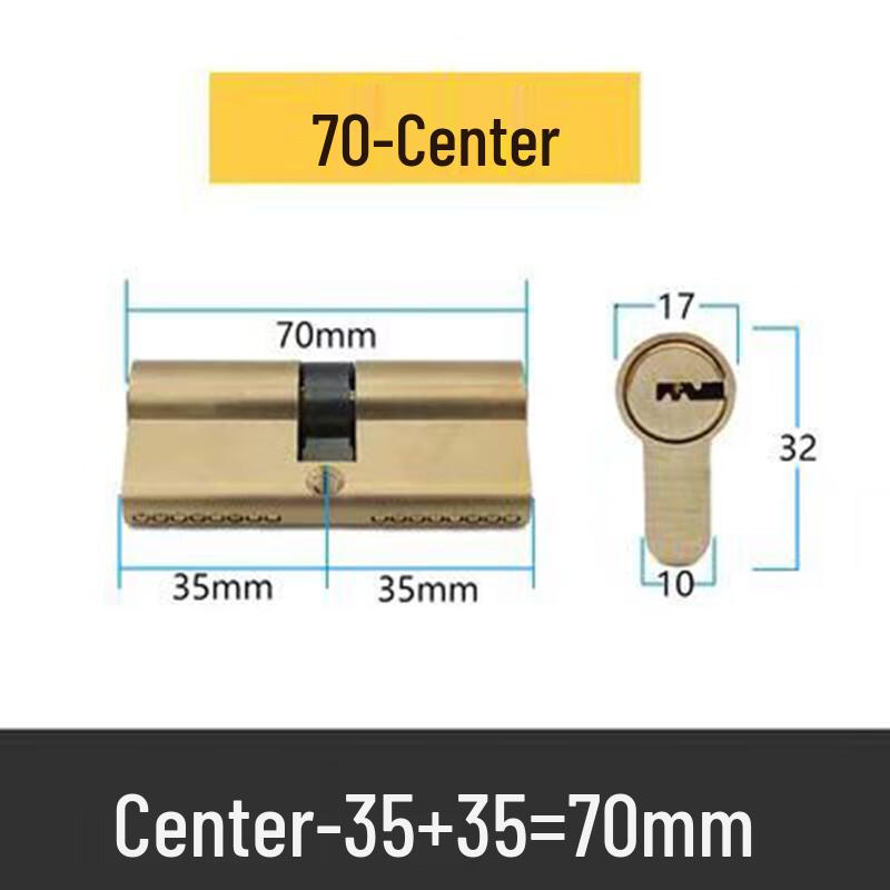 Yangan Universal Brass Indoor Door Lock Cylinder (70mm, Double Keyed)