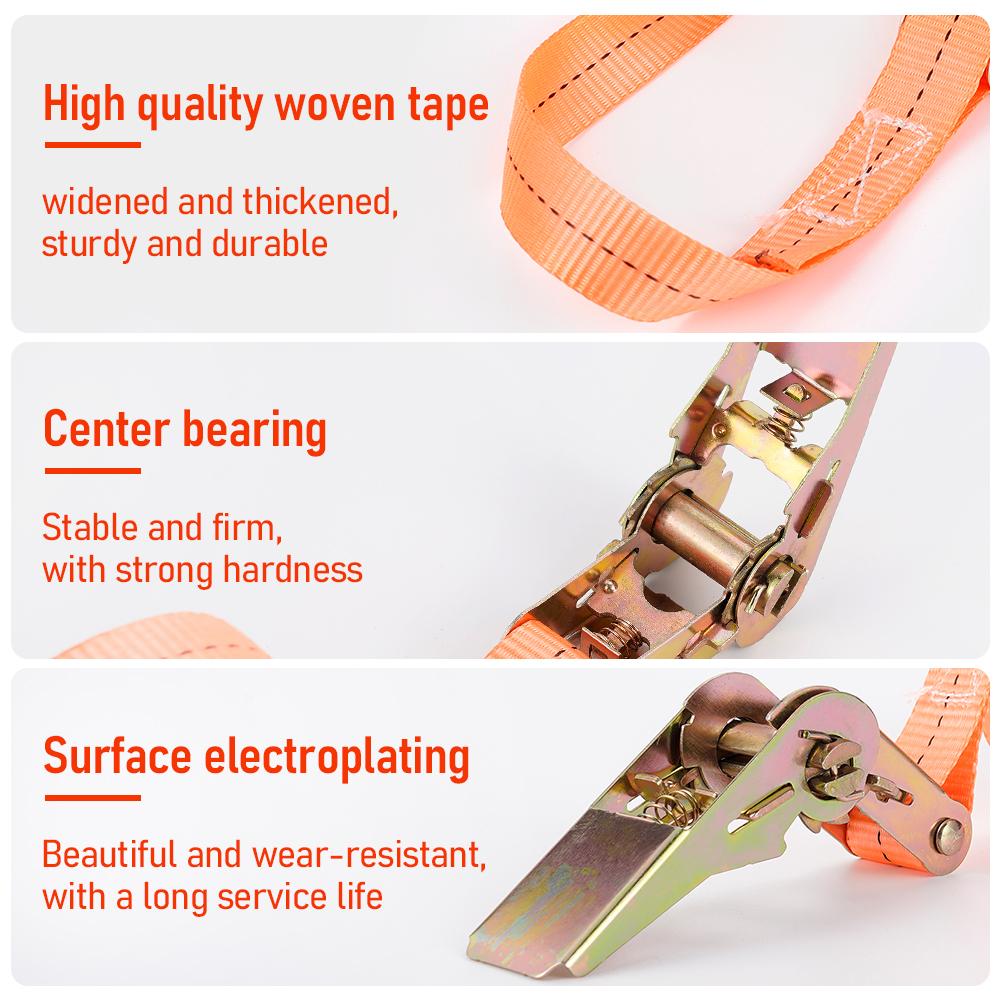 Orange 5M Tragbarer Schwerlast-Zurrgurt Gepäckspanngurt Starker Ratschengurt mit Metallschnalle