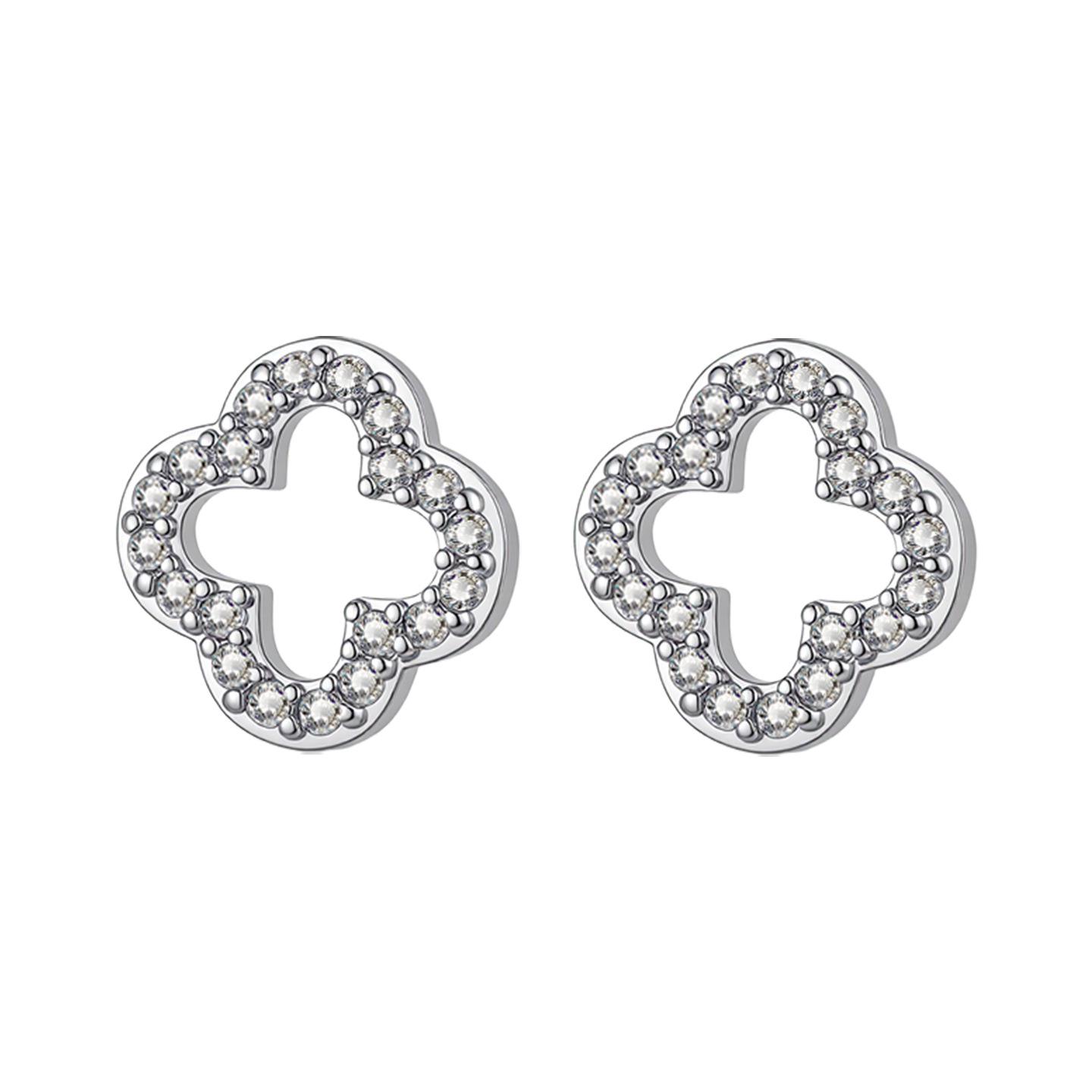 Eco-friendly Copper Four-leaf Clover Earrings with Rhinestones - Luxury High-End Design