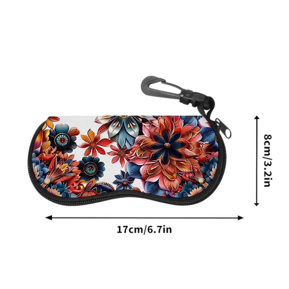 2D-Boho Floral Printed Protective Sunglasses Case, Vintage Flower Pattern Eyeglasses Holder, Stylish Travel Eyewear Organizer Box, Fashion Accessories