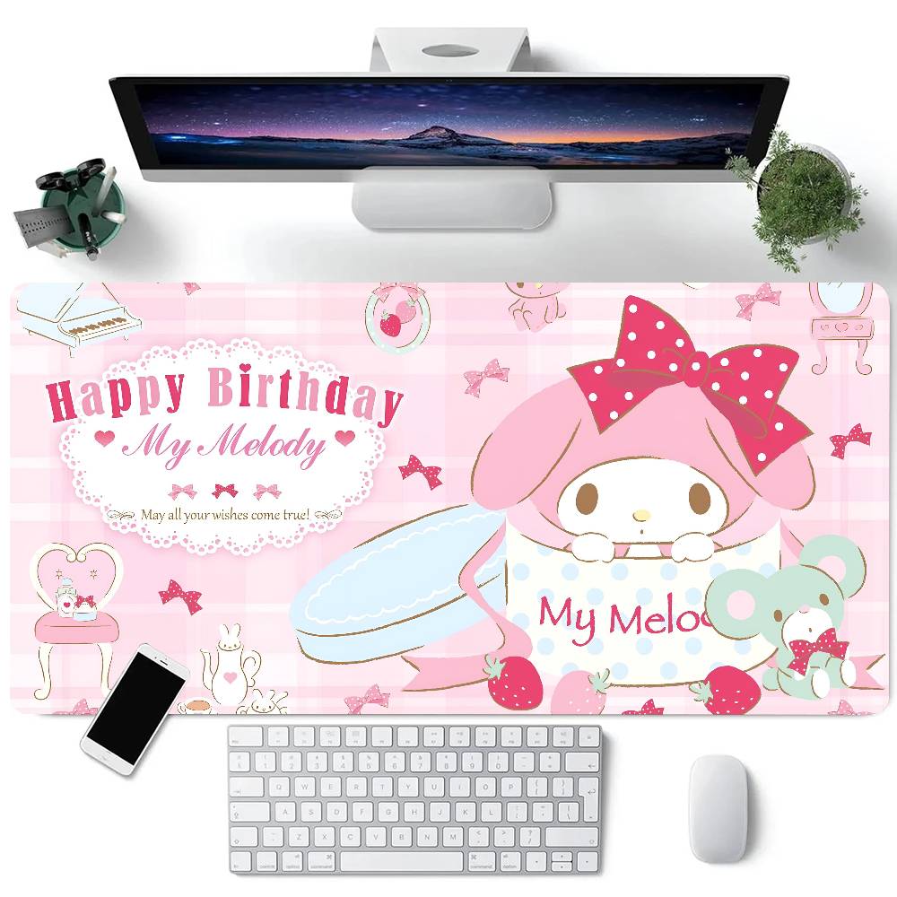 

Cute Cartoon M-My Melody Mousepad Large Keyboard Desk Mat Gaming Mouse Pad LockEdge Non-slip Mat LE600x300x2mm