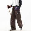 Contrasting color zipper anti-splashing tooling paratrooper pants men's autumn light outdoor split pleated casual long pants