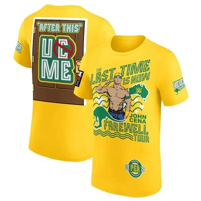 Men's John Cena Bids Farewell 2025 Perth Yellow Round Neck Short Sleeved T-shirt Famous Wrestling Competition Summer Comfortable Plus Siz T-shirts