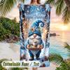Gnome Theme Beach Towel Personalized Custom Name & Text Soft Quick Dry Beach Towel for Swimming Travel