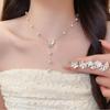 Super fairy sweet diamond-encrusted butterfly pearl necklace earrings jewelry set niche light luxury temperament versatile jewelry fashion
