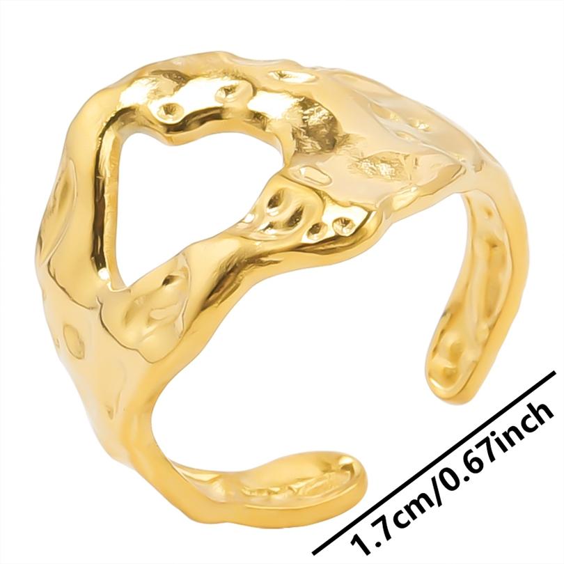 1/5Ppcs/Lot Real Gold Plated Stainless Steel Rings For Women Men Accessories Open Adjsutable Chunky Butterfly Heart Ring Anillos