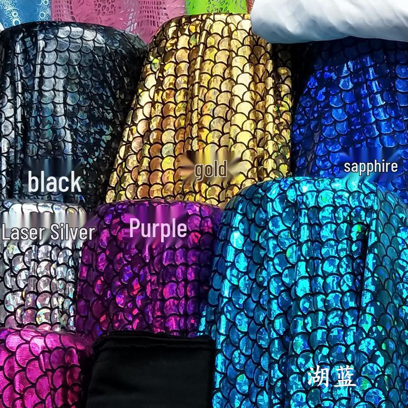 Laser Fish Scale Spandex Fabric for Mermaid Costumes and Stage Decorations