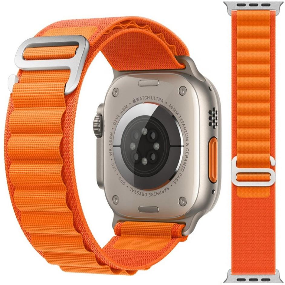 Nylon Strap for Apple Watch 1/2/3/4/5/6/7/8/9/10/11/SE Ultra 1/2/3 42/44/45/46/49mm, Orange