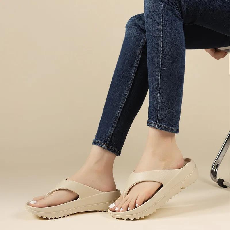 Fashion Summer Fashion Flip Flops For Women 2025 New Thick Soles Beach Sandals Comfort Soft Outdoor EVA Slippers